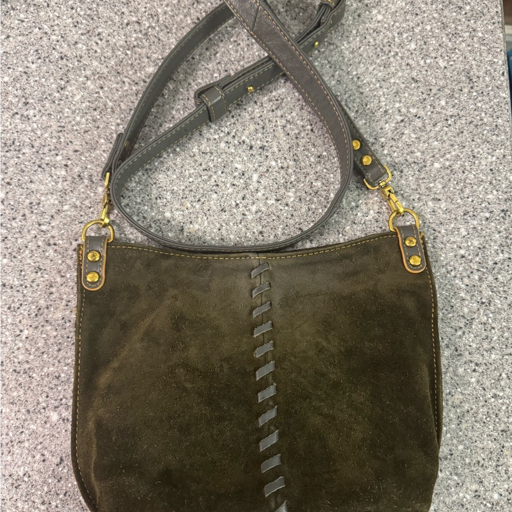 Hobo pier Olive Suede Crossbody Bag